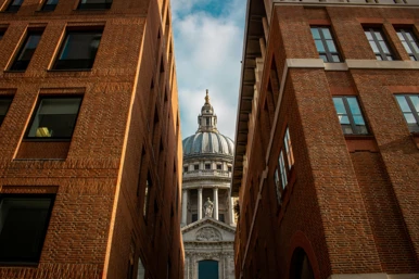 Squeezed between buildings