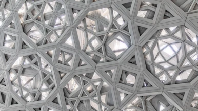 Abstract ceiling with light entrances.