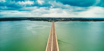 Aerial view of a bridge