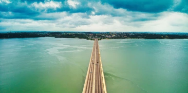 Aerial view of a bridge