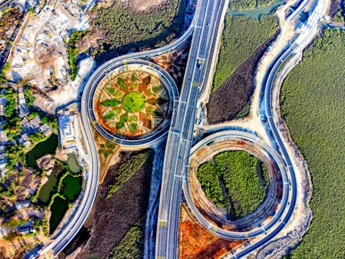 Two circular roads, nature